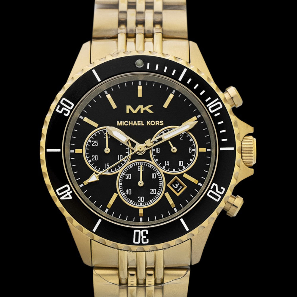 Michael Kors Bayville Chronograph Black Dial Gold Steel Strap Watch For Men - MK8726 Buy Now By Michael Kors