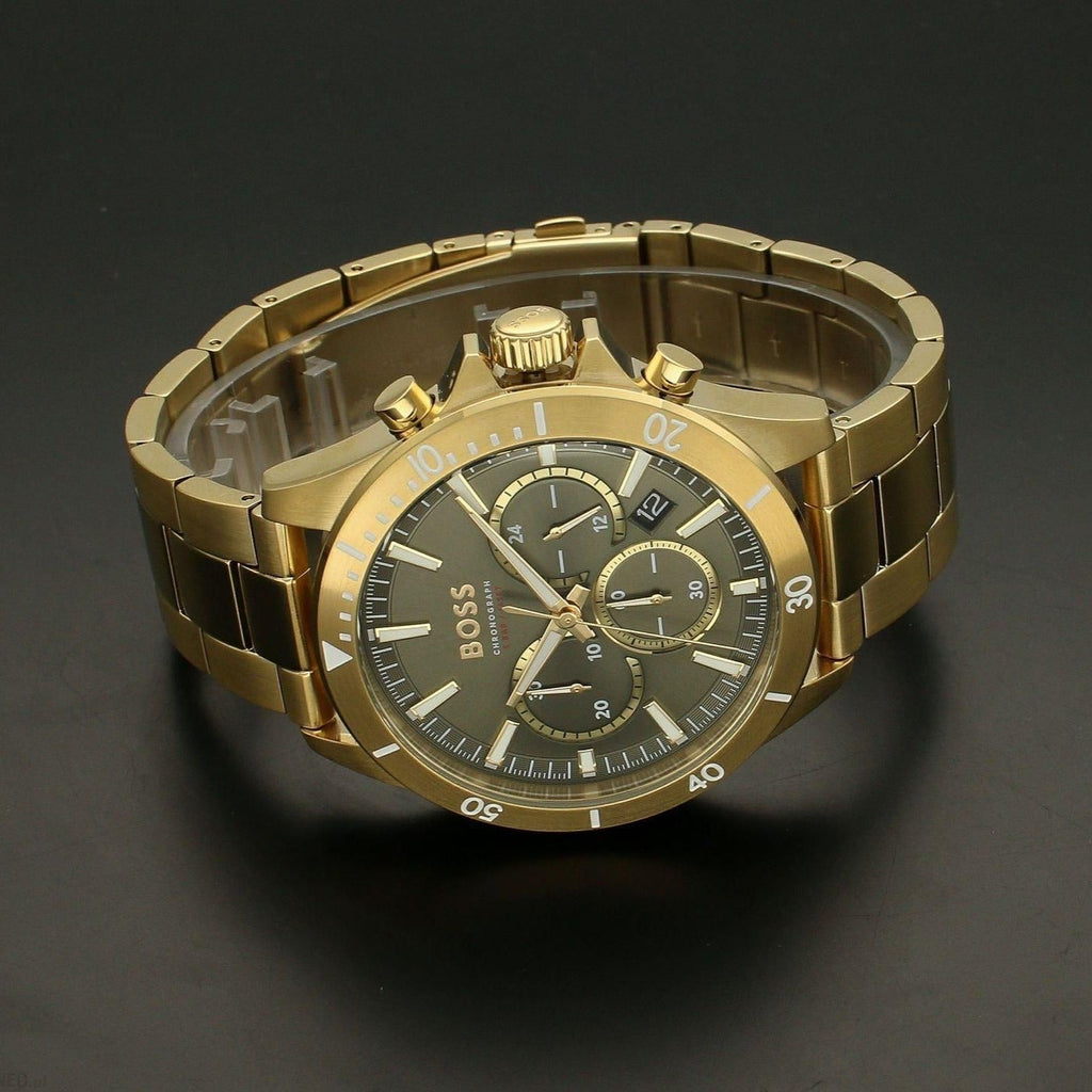 Hugo Boss Troper Chronograph Green Dial Gold Steel Strap Watch For Men - 1514059 Buy Now By Hugo Boss