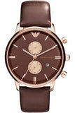 Emporio Armani Classic Chronograph Brown Dial Brown Leather Strap Watch For Men - AR0387 Buy Now By Emporio Armani