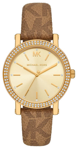 Michael Kors Quartz Gold Dial Brown Leather Strap Watch For Women - MKO1026 Buy Now By Michael Kors