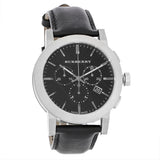 Burberry The City Chronograph Black Dial Black Leather Strap Watch for Men - BU9356 Buy Now By Burberry
