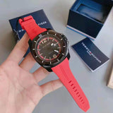 Tommy Hilfiger Windsurf Black Dial Red Rubber Strap Watch for Men - 1791112 Buy Now By Tommy Hilfiger