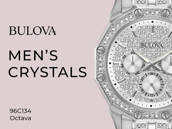 Bulova Crystal Collection Pave Silver Dial with Crystals Silver Steel Strap Watch for Men - 96C134 Buy Now By Bulova