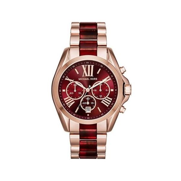 Michael Kors Bradshaw Burgundy Dial Two Tone Steel Strap Watch for Women - MK6270 Buy Now By Michael Kors