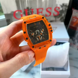 Guess Phoenix Multifunction Black Dial Orange Rubber Strap Watch For Men - GW0203G10 Buy Now By Guess