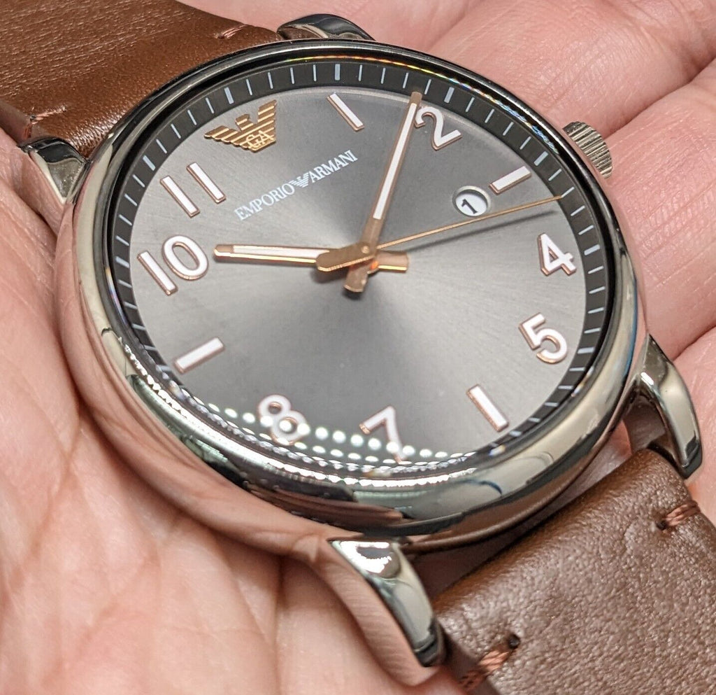 Emporio Armani Luigi Quartz Grey Dial Brown Leather Strap Watch For Men - AR11175 Buy Now By Emporio Armani