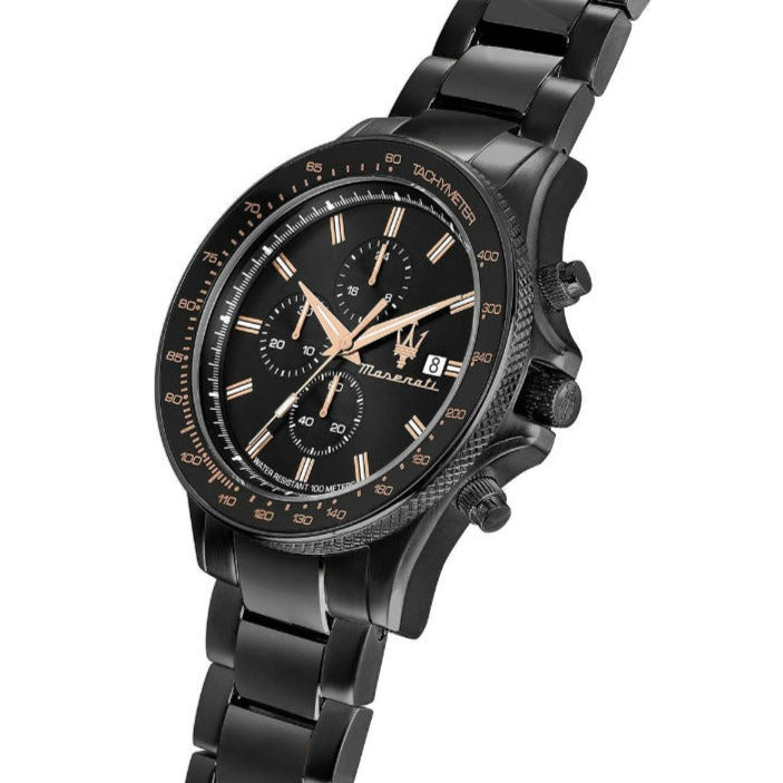 Maserati SFIDA Chronograph Black Dial Black Steel Strap Watch For Men - R8873640011 Buy Now By Maserati