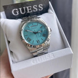 Guess Connoisseur Turquoise Dial Silver Steel Strap Watch for Men - GW0265G11 Buy Now By Guess