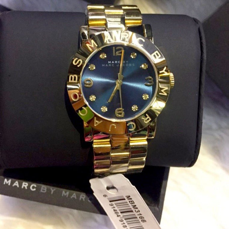 Marc Jacobs Amy Blue Dial Gold Steel Strap Watch for Women - MBM3166 Buy Now By Marc Jacobs