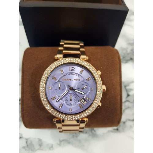 Michael Kors Parker Purple Dial Rose Gold Steel Strap Watch for Women - MK6169 Buy Now By Michael Kors