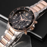 Maserati SFIDA Chronograph Black Dial Two Tone Steel Strap Watch For Men - R8873640002 Buy Now By Maserati