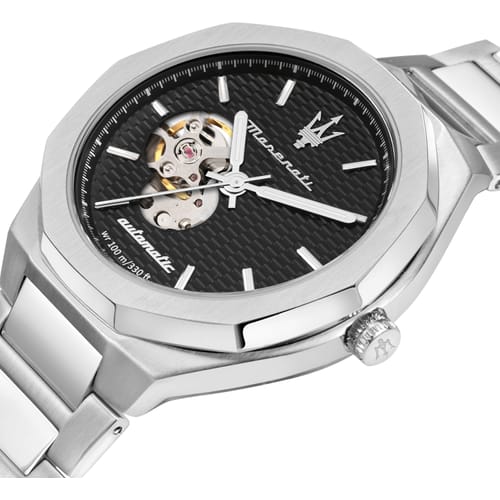 Maserati Stile Skeleton Automatic Black Dial Silver Steel Strap Watch For Men - R8823142002 Buy Now By Maserati