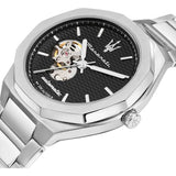 Maserati Stile Skeleton Automatic Black Dial Silver Steel Strap Watch For Men - R8823142002 Buy Now By Maserati