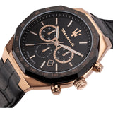 Maserati Stile Black Matte Dial Black Leather Strap Watch For Men - R8871642001 Buy Now By Maserati