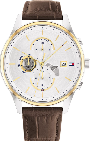 Tommy Hilfiger Weston Chronograph Silver Dial Brown Leather Strap Watch For Men - 1710501 Buy Now By Tommy Hilfiger
