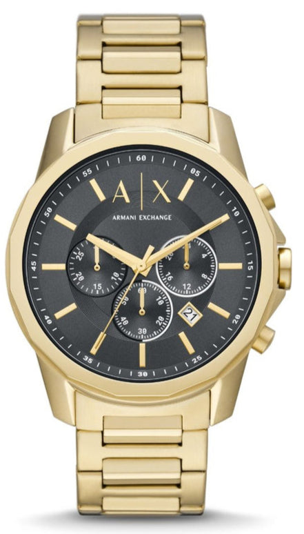 Armani Exchange Banks Chronograph Black Dial Gold Steel Strap Watch For Men - AX1721 Buy Now By Armani Exchange
