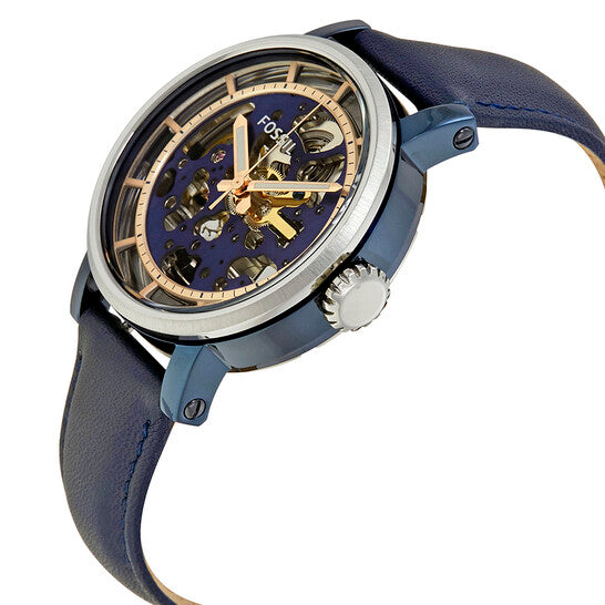 Fossil Boyfriend Skeleton Blue Dial Blue Leather Strap Watch for Women - ME3136 Buy Now By Fossil