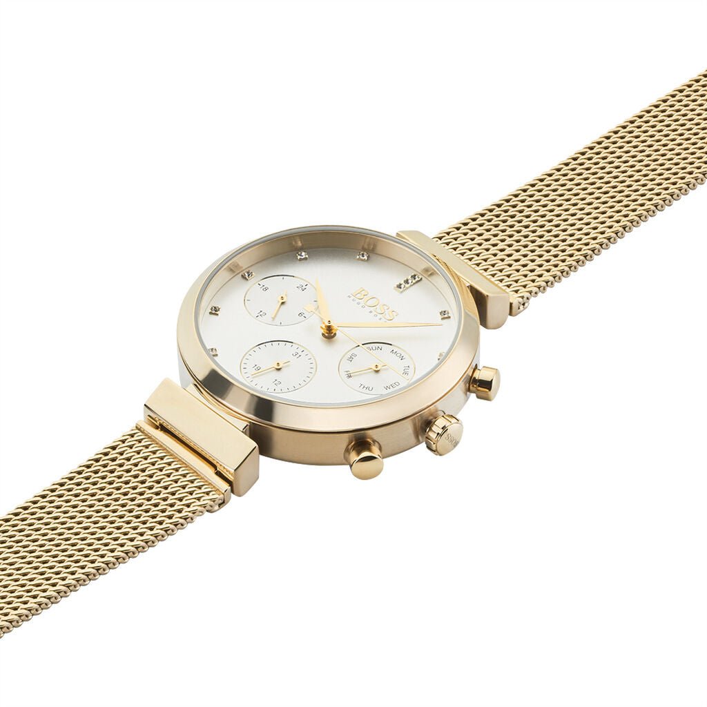 Hugo Boss Flawless White Dial Gold Mesh Bracelet Watch for Women - 1502552 Buy Now By Hugo Boss