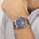 Fossil Townsman Automatic Blue Dial Brown Leather Strap Watch for Men - ME3110 Buy Now By Fossil