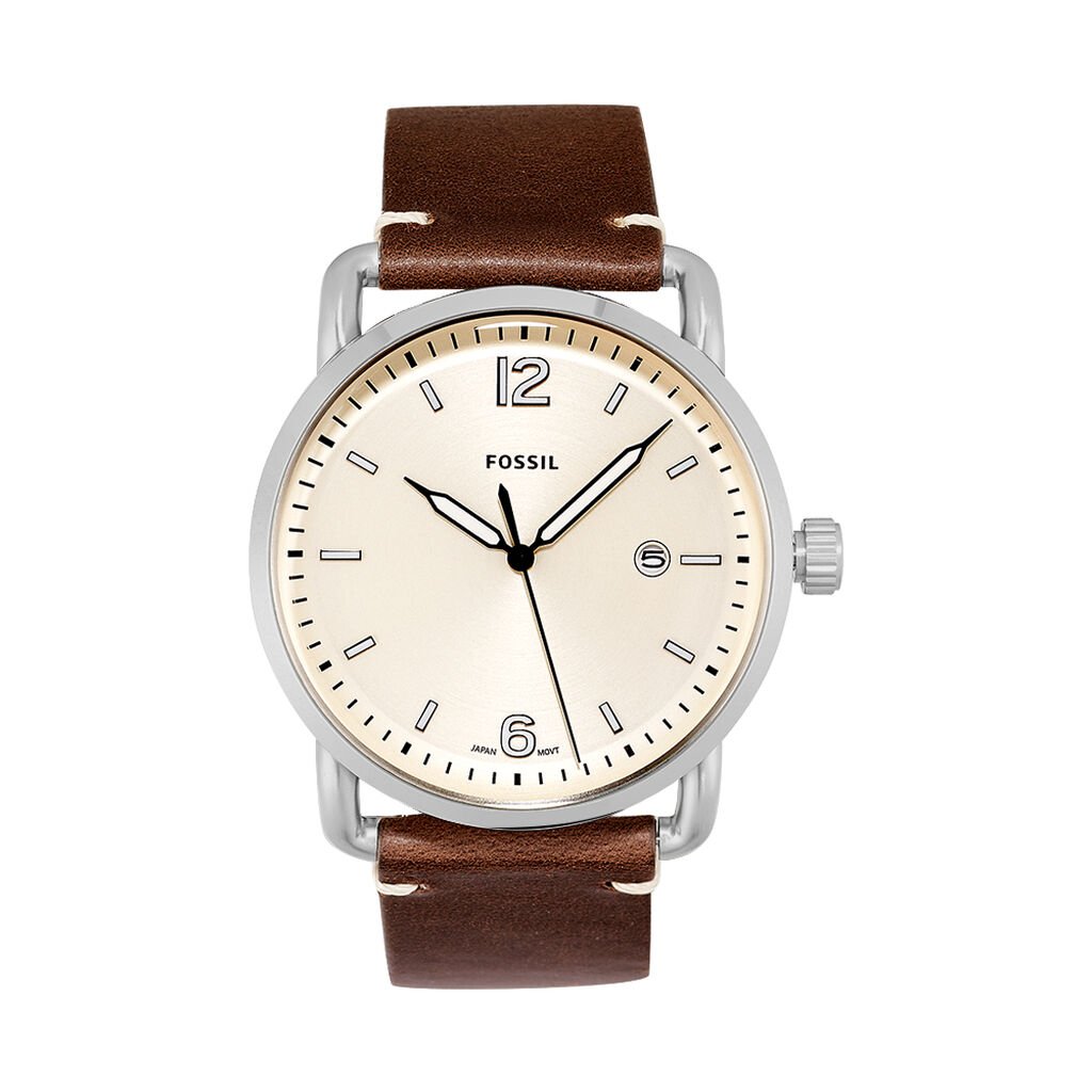 Fossil The Commuter White Dial Brown Leather Strap Watch for Men - FS5275 Buy Now By Fossil