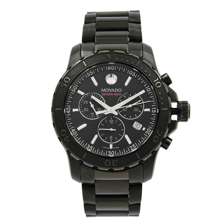 Movado Series 800 Chronograph Black Dial Black Steel Strap Watch For Men - 2600119 Buy Now By Movado