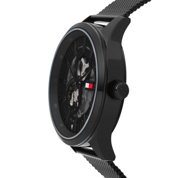 Tommy Hilfiger Spencer Skeleton Black Dial Black Mesh Bracelet Watch for Men - 1791644 Buy Now By Tommy Hilfiger