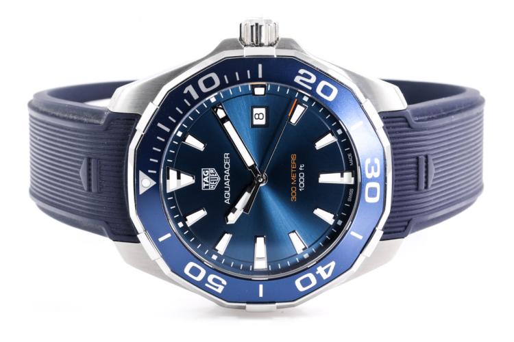 Tag Heuer Aquaracer Quartz Blue Dial Blue Rubber Strap Watch for Men - WAY101C.FT6153 Buy Now By Tag Heuer