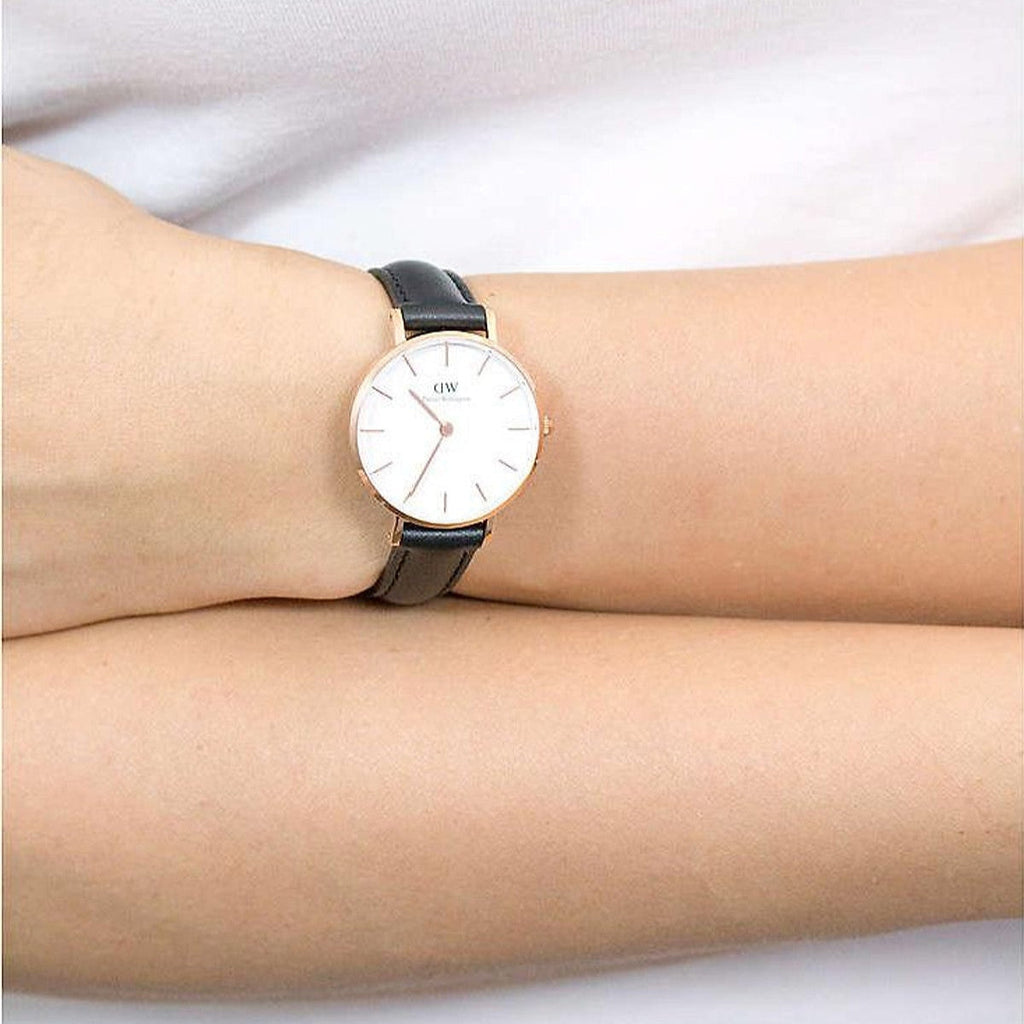 Daniel Wellington Classic Petite Sheffield White Dial Black Leather Strap Watch For Women - DW00100230 Buy Now By Daniel Wellington