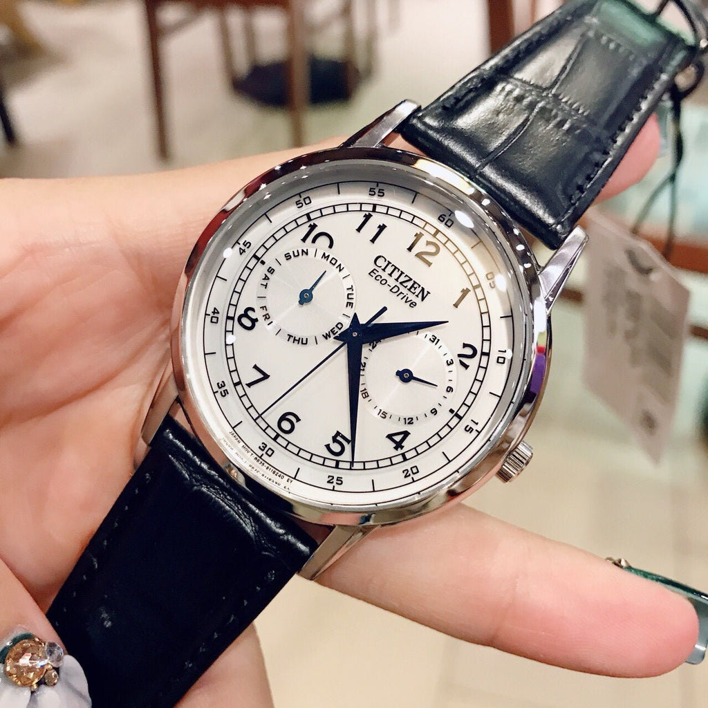 Citizen Eco Drive Silver Dial Black Leather Strap Watch For Men - AO9000-06B Buy Now By Citizen