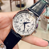 Citizen Eco Drive Silver Dial Black Leather Strap Watch For Men - AO9000-06B Buy Now By Citizen