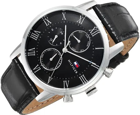 Tommy Hilfiger Kane Quartz Black Dial Black Leather Strap Watch for Men - 1791401 Buy Now By Tommy Hilfiger
