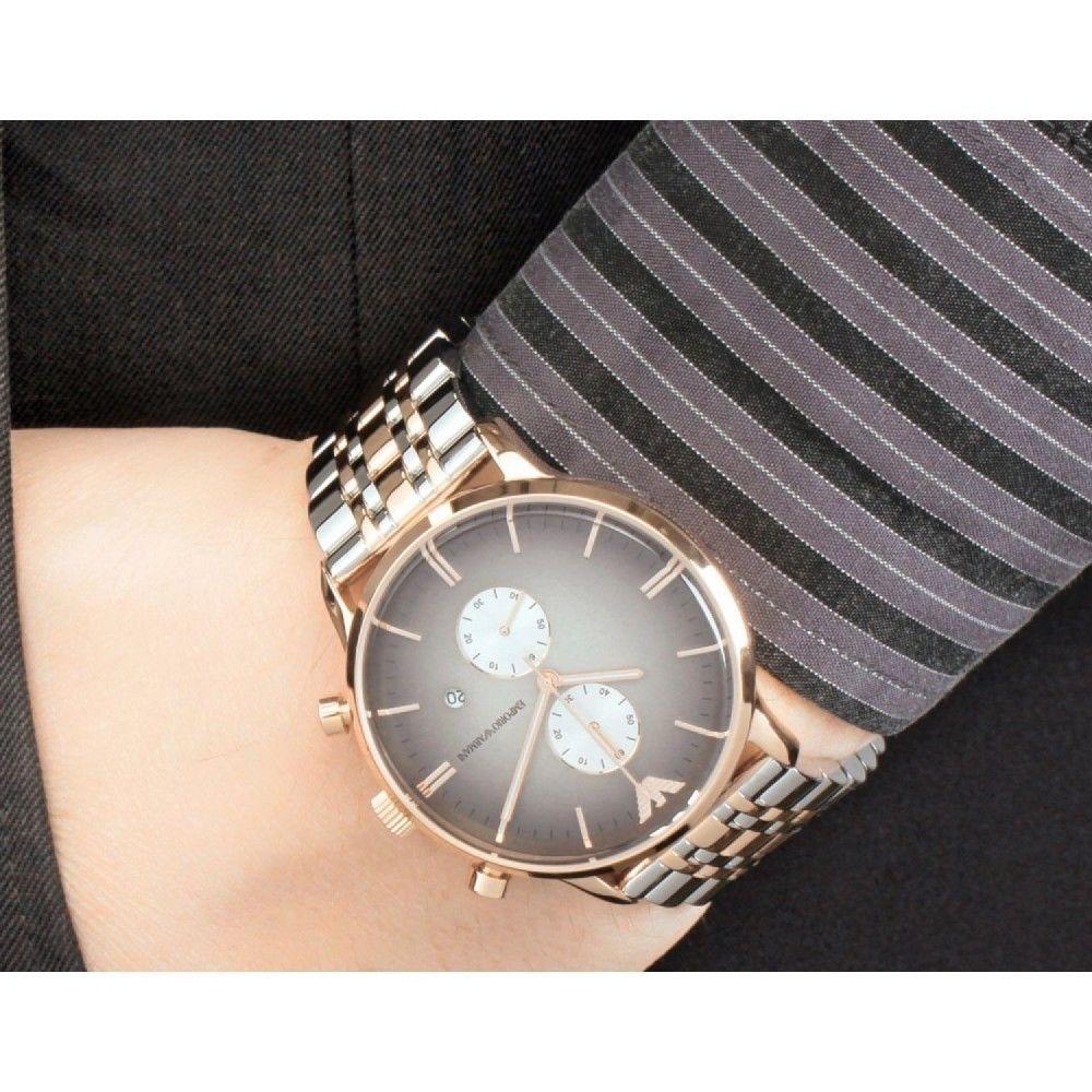 Emporio Armani Gianni Chronograph Grey Dial Two Tone Steel Strap Watch For Men - AR1721 Buy Now By Emporio Armani