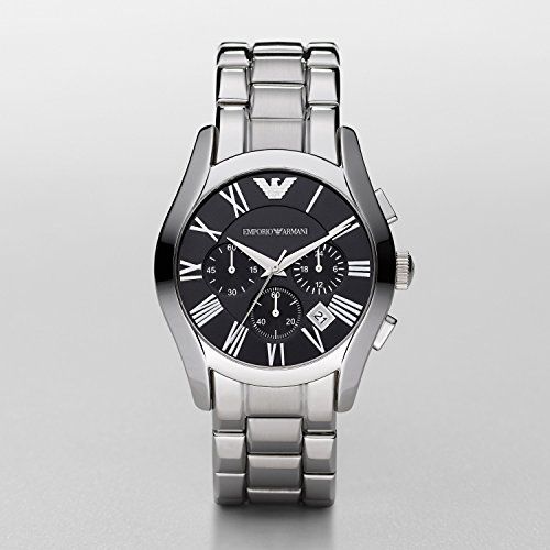 Emporio Armani Valente Chronograph Black Dial Silver Stainless Steel Watch For Men - AR0673 Buy Now By Emporio Armani