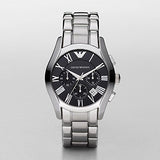 Emporio Armani Valente Chronograph Black Dial Silver Stainless Steel Watch For Men - AR0673 Buy Now By Emporio Armani