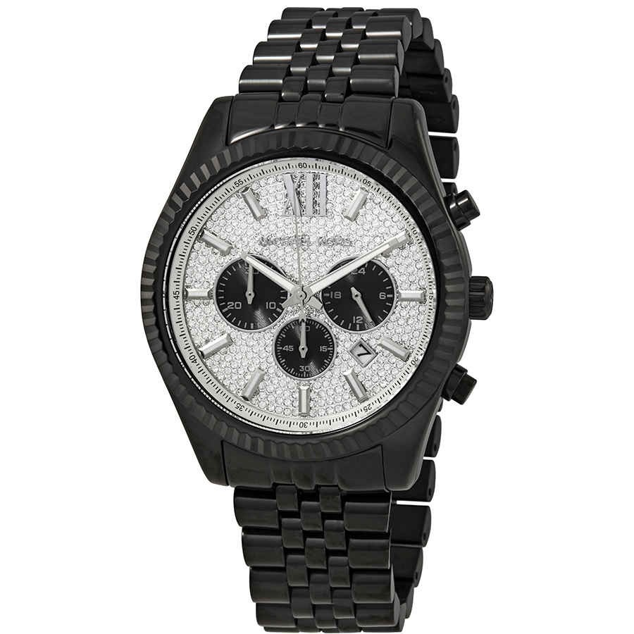 Michael Kors Lexington Chronograph Crystals Silver Dial Black Steel Strap Watch for Men - MK8605 Buy Now By Michael Kors