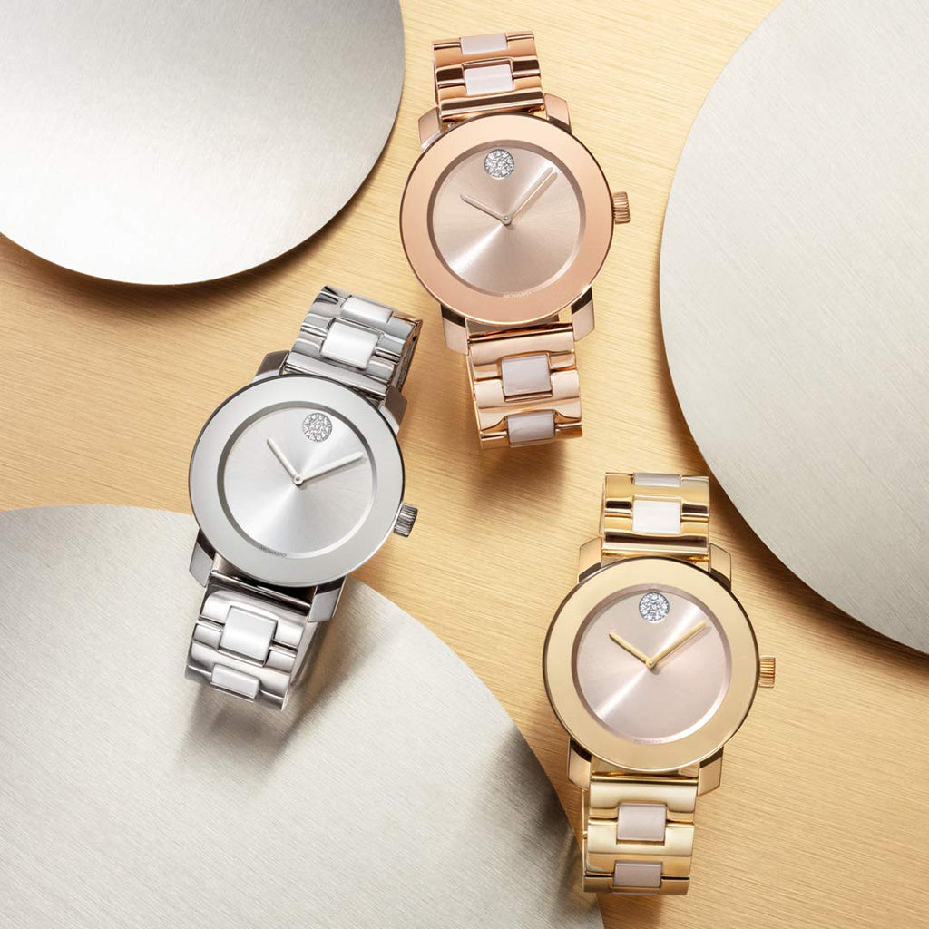 Movado Bold Beige Dial Two Tone Steel Strap Watch For Women - 3600640 Buy Now By Movado