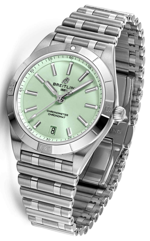 Breitling Chronomat Automatic 36 Green Dial Silver Steel Strap Watch for Women - A10380101L1A1 Buy Now By Breitling