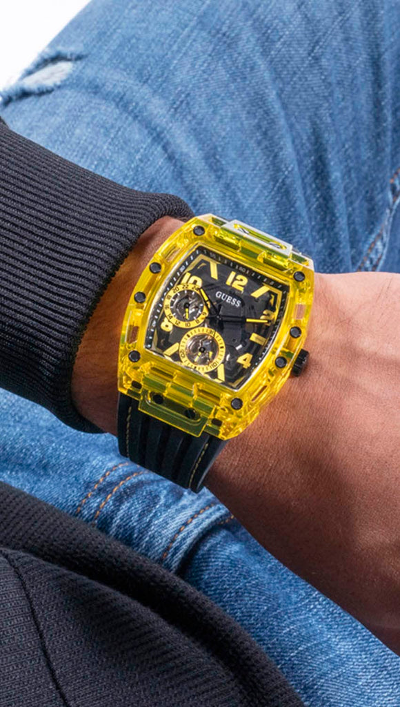 Guess Phoenix Chronograph Black Dial Black Rubber Strap Watch for Men - GW0499G2 Buy Now By Guess