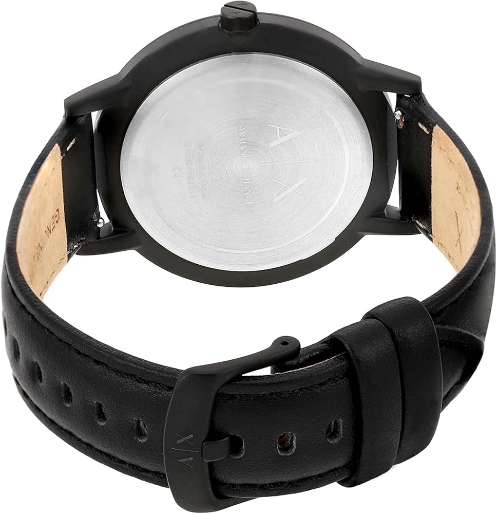 Armani Exchange Cayde Analog Black Dial Black Leather Strap Watch For Men - AX7120 Buy Now By Armani Exchange