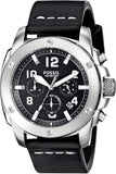 Fossil Modern Machine Chronograph Black Dial Black Leather Strap Watch for Men - FS4928 Buy Now By Fossil