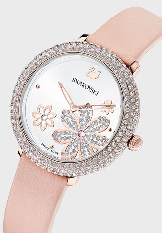 Swarovski Crystal Frost White Dial Pink Leather Strap Watch for Women - 5519223 Buy Now By Swarovski