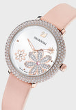 Swarovski Crystal Frost White Dial Pink Leather Strap Watch for Women - 5519223 Buy Now By Swarovski
