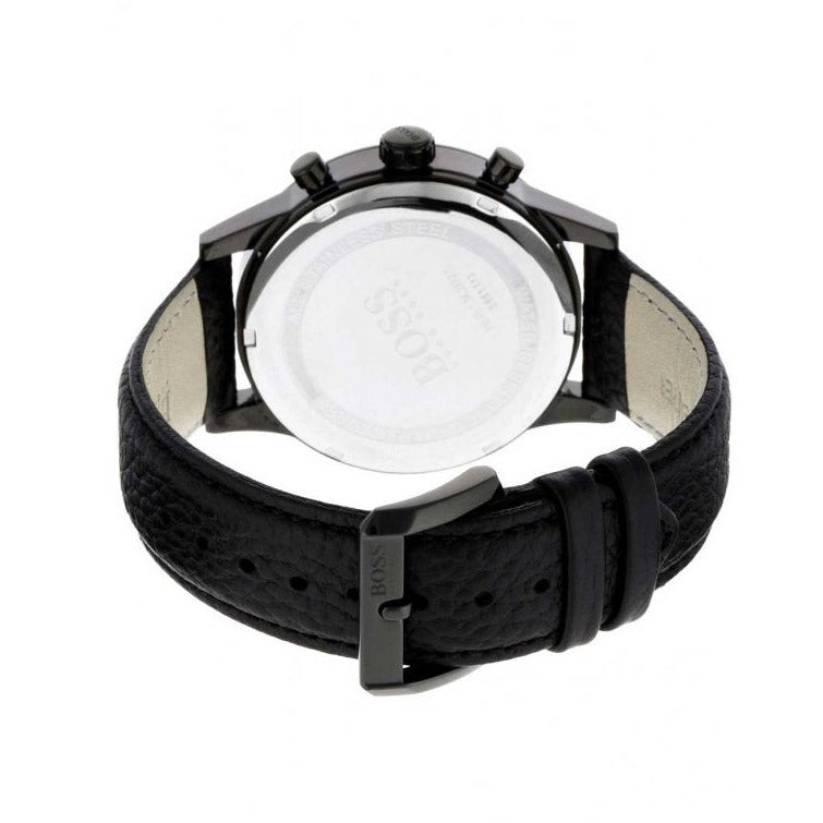 Hugo Boss Blackout Chronograph Black Dial Black Leather Strap Watch For Men - HB1512567 Buy Now By Hugo Boss