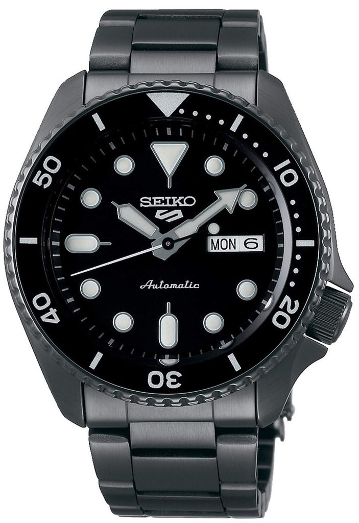 Seiko 5 Sports Automatic Black Dial Black Steel Strap Watch For Men - SRPD65K1 Buy Now By Seiko