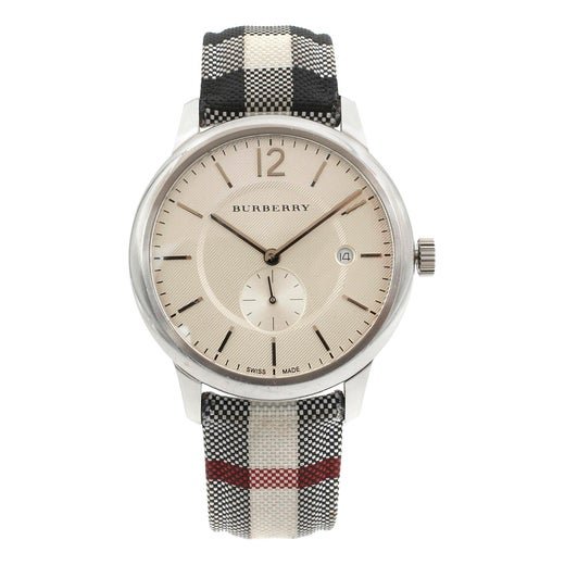 Burberry The Classic Horseferry Silver Dial Black Leather Strap Watch for Men - BU10002 Buy Now By Burberry