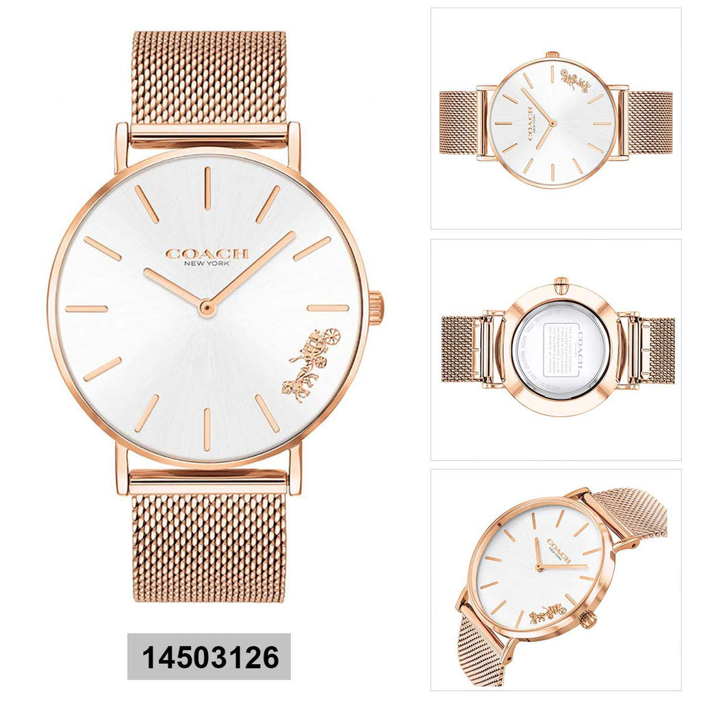 Coach Perry White Rose Gold Mesh Bracelet Watch for Women - 14503126 Buy Now By Coach