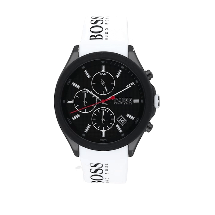 Hugo Boss Velocity Black Dial White Rubber Strap Watch for Men - 1513718 Buy Now By Hugo Boss