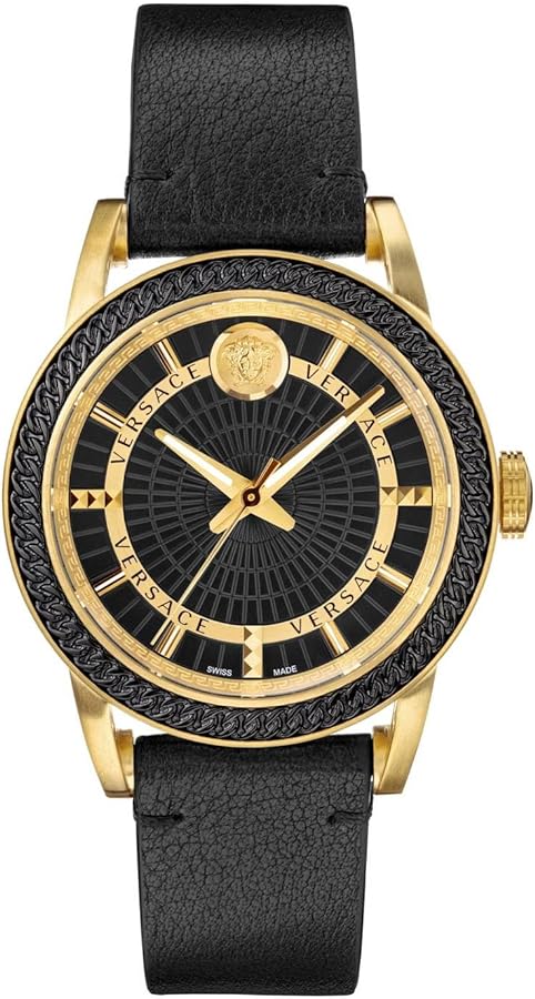 Versace Code Quartz Black Dial Black Leather Strap Watch For Men - VEPO00320 Buy Now By Versace