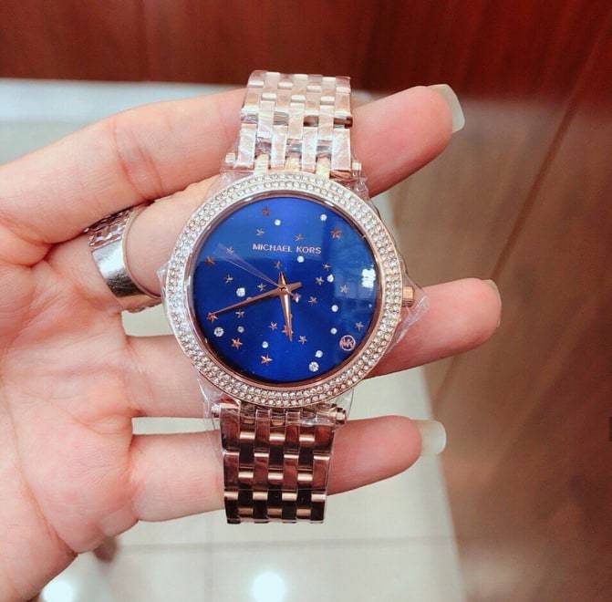 Michael Kors Darci Blue Dial Rose Gold Steel Strap Watch for Women - MK3728 Buy Now By Michael Kors