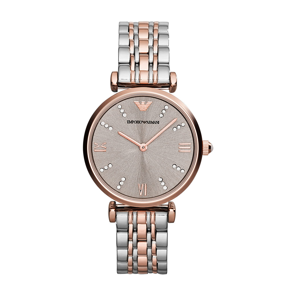 Emporio Armani Gianni T Bar Pink Dial Two Tone Steel Strap Watch For Women - AR11223 Buy Now By Emporio Armani
